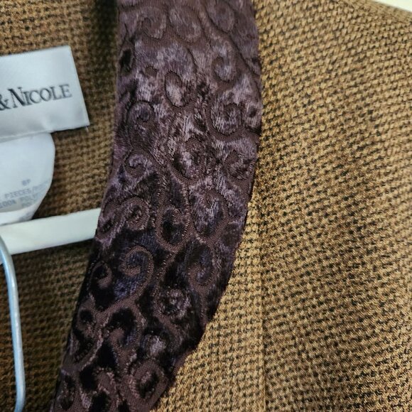 Danny & Nicole Vintage Brown Tweed Unique Pant Suit Size 8P - Picture 8 of 11